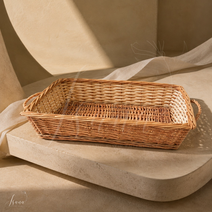 Kashmir Willow Rectangular Tray - Handwoven Storage and Hamper Basket