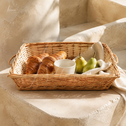 Kashmir Willow Rectangular Tray - Handwoven Storage and Hamper Basket