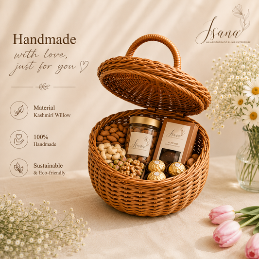 Willow Acorn Bag – Handwoven Kashmiri Willow Basket | Isana®️