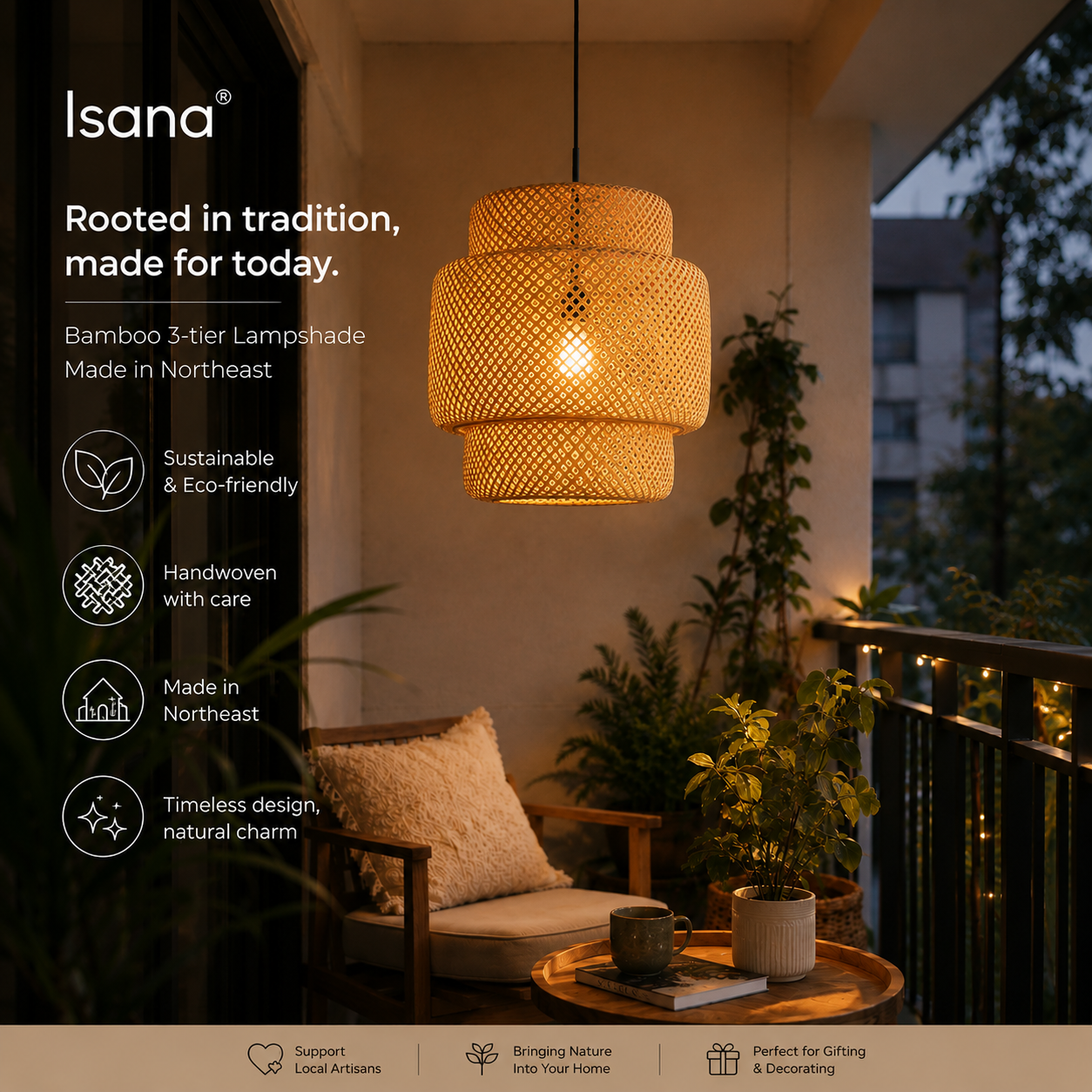ISANA Solé Beige Cane Lampshade