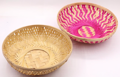 Vanya Round Bamboo Basket – Handwoven Multipurpose Basket