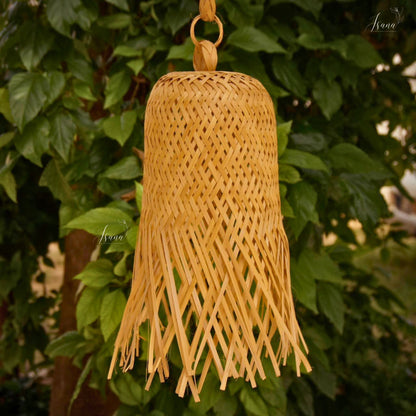 Scattered EcoNest Bamboo Pendant Lamp | Handwoven Hat-Style Lampshade