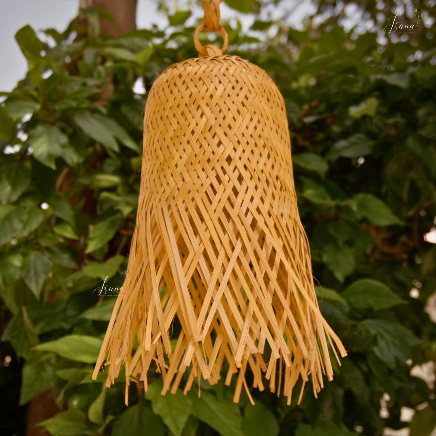 Scattered EcoNest Bamboo Pendant Lamp | Handwoven Hat-Style Lampshade