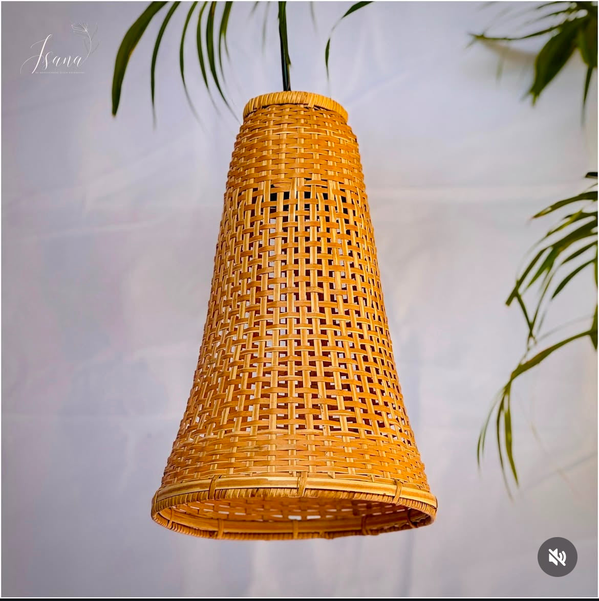 ISANA Tula Bamboo Bell Lampshade – Handwoven Natural Pendant Light (Small)
