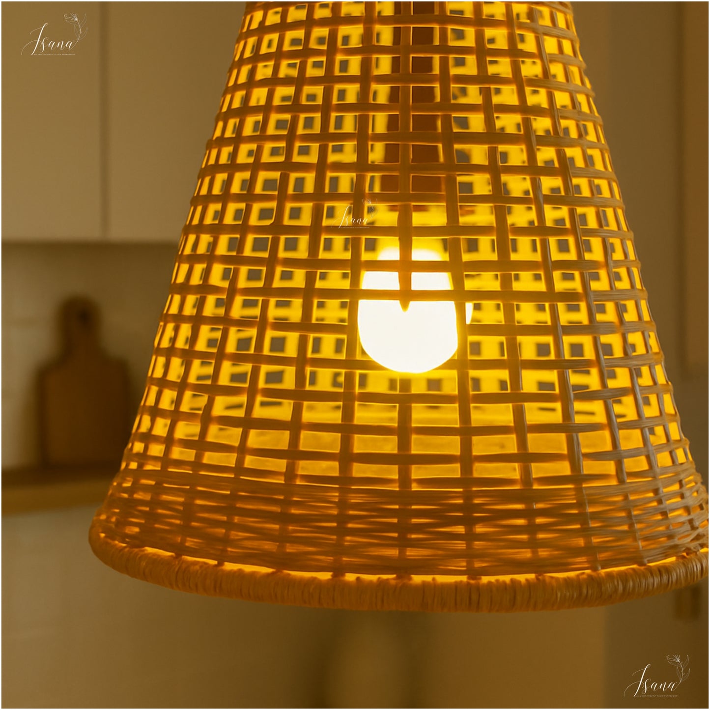 ISANA Tula Bamboo Bell Lampshade – Handwoven Natural Pendant Light (Small)