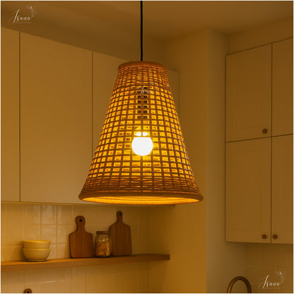 ISANA Tula Bamboo Bell Lampshade – Handwoven Natural Pendant Light (Small)