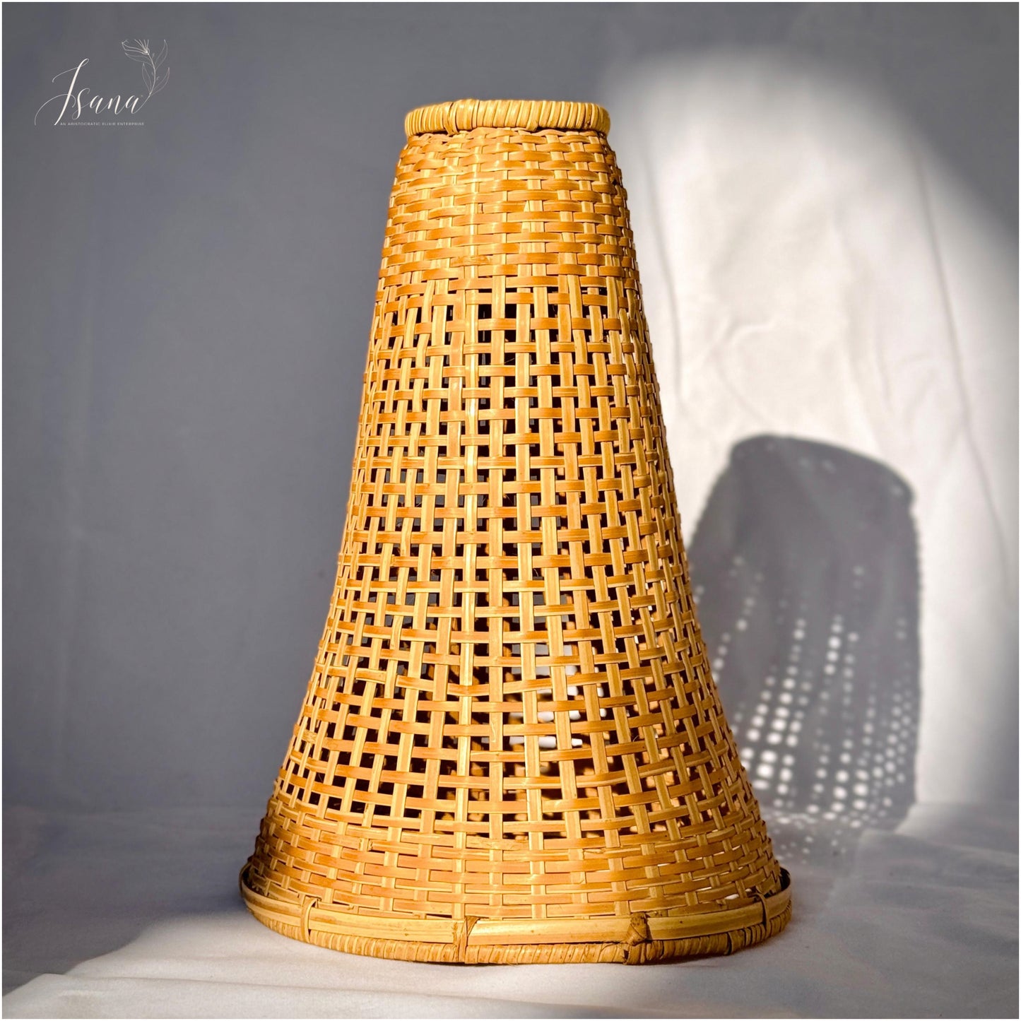 ISANA Tula Bamboo Bell Lampshade – Handwoven Natural Pendant Light (Small)