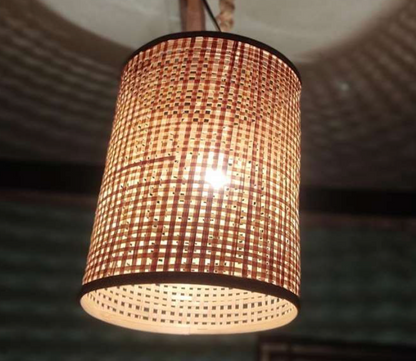 Isana Taara Cylindrical Lampshade - Handwoven Natural Bamboo Pendant (10”×15”)