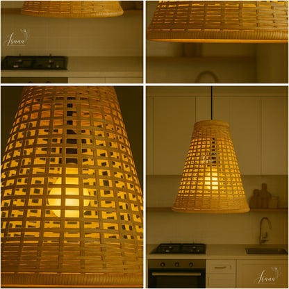 ISANA Tula Bamboo Bell Lampshade – Handwoven Natural Pendant Light (Large)