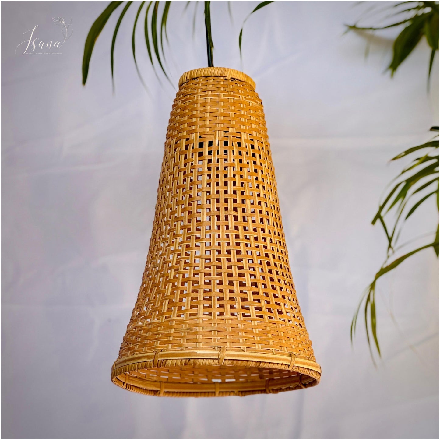 ISANA Tula Bamboo Bell Lampshade – Handwoven Natural Pendant Light (Large)