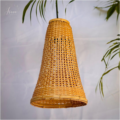 ISANA Tula Bamboo Bell Lampshade – Handwoven Natural Pendant Light (Large)