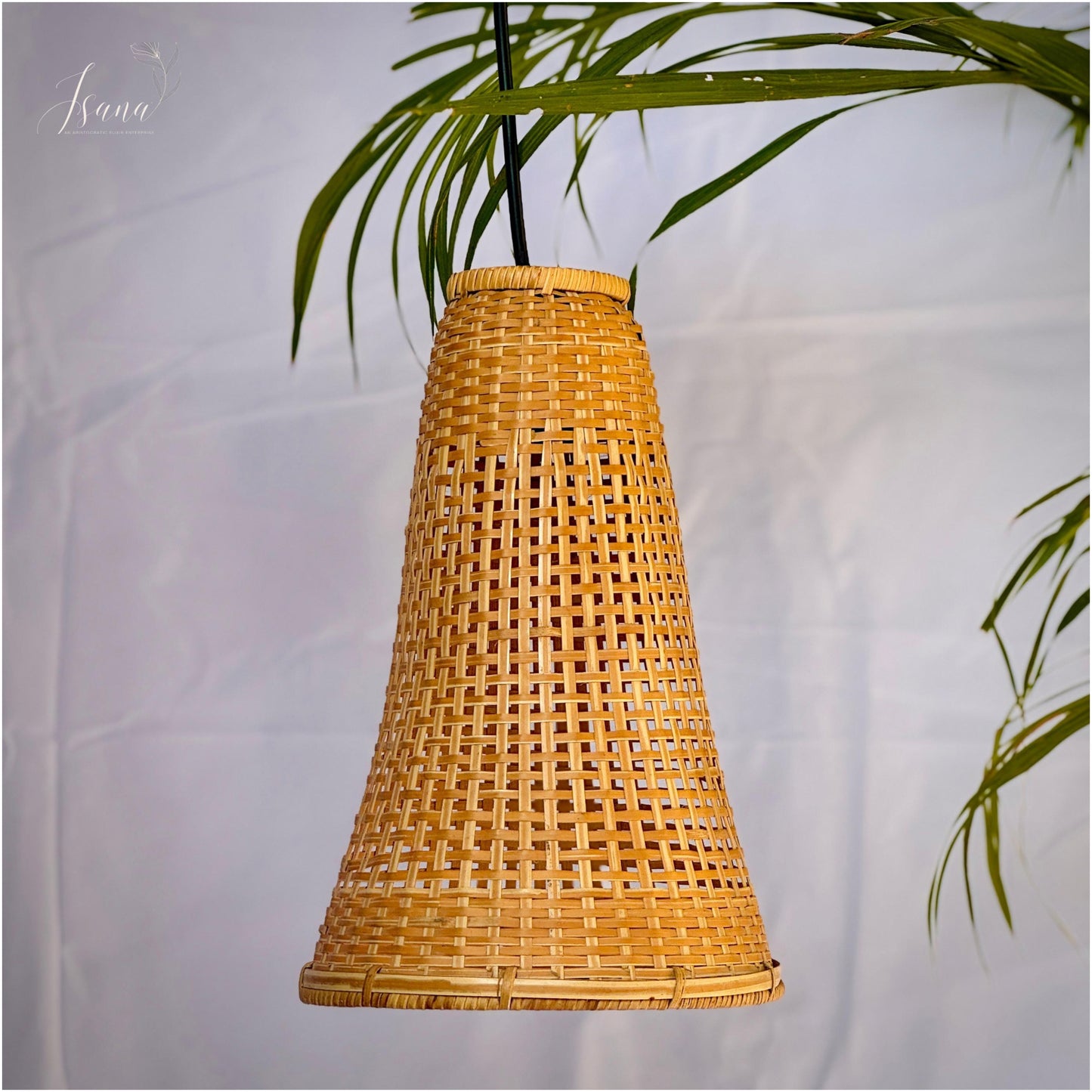 ISANA Tula Bamboo Bell Lampshade – Handwoven Natural Pendant Light (Large)