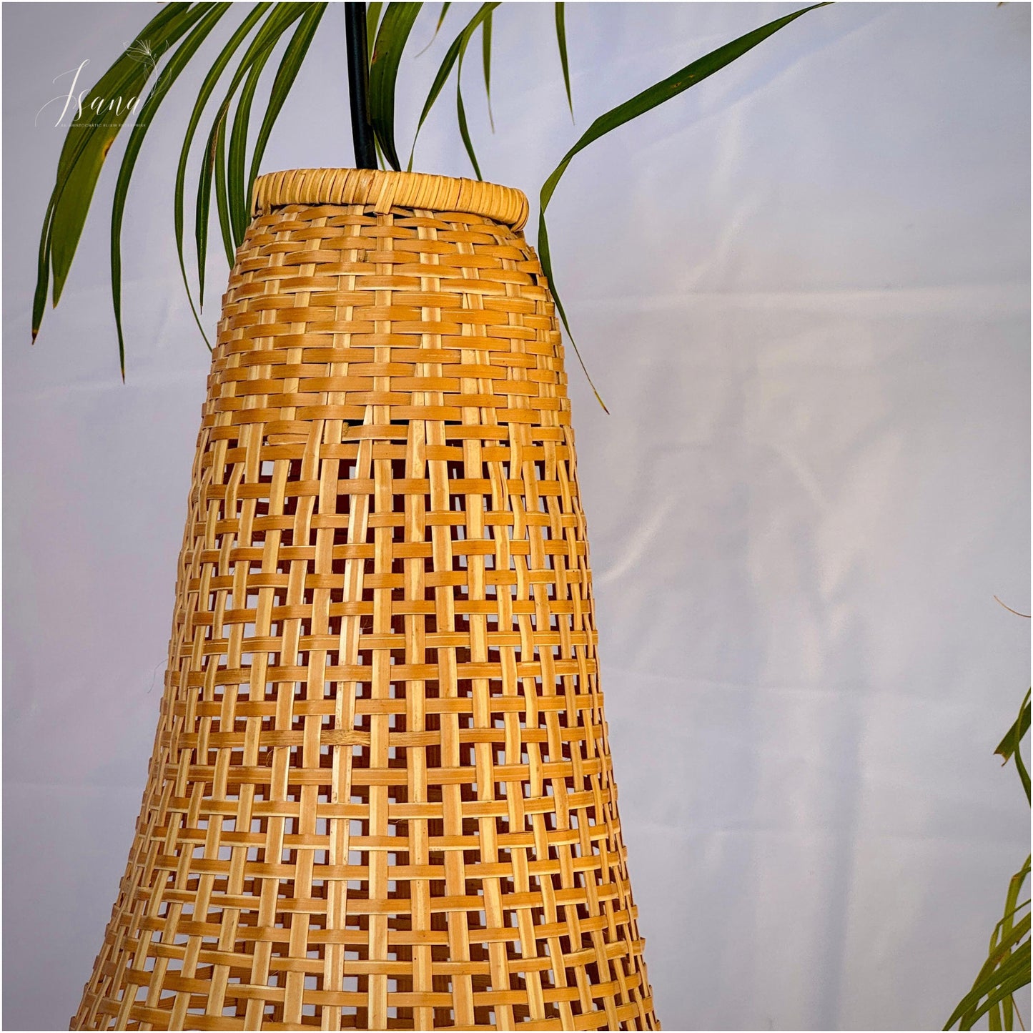 ISANA Tula Bamboo Bell Lampshade – Handwoven Natural Pendant Light (Large)