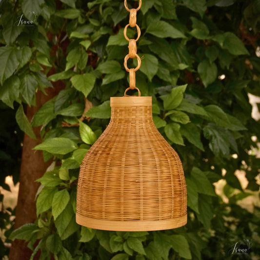 ISANA Sola Hanging Bamboo Lampshade – Handwoven Natural Pendant Light