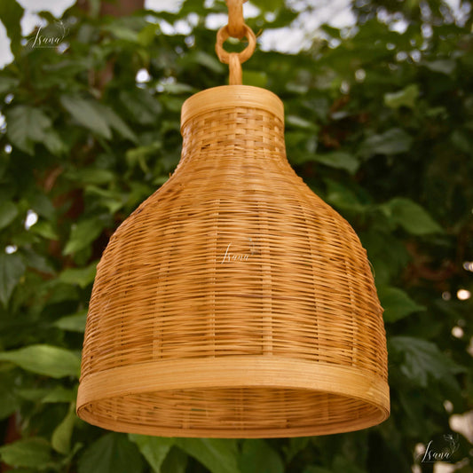 ISANA Sola Hanging Bamboo Lampshade – Handwoven Natural Pendant Light