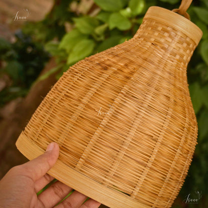 ISANA Sola Hanging Bamboo Lampshade – Handwoven Natural Pendant Light