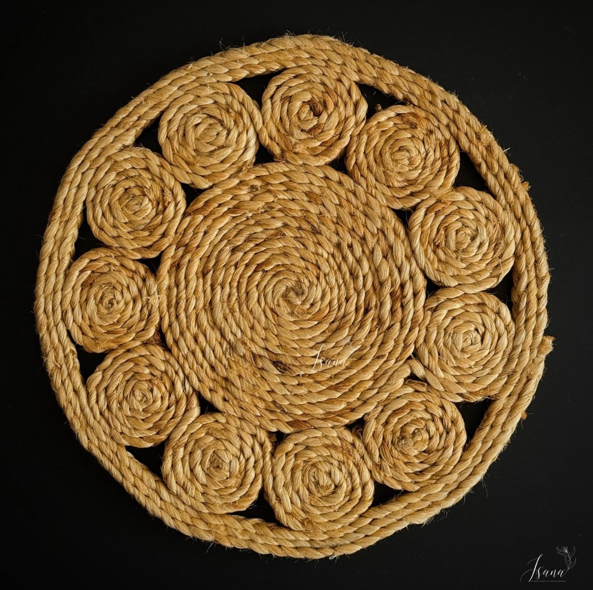 SunSpiral Jute Coaster – 6" Handwoven Boho Elegance