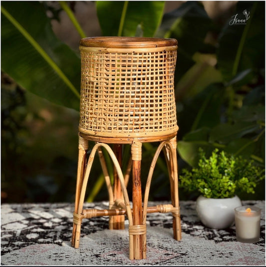 ISANA Sopana Handwoven Rattan Planter with Stand