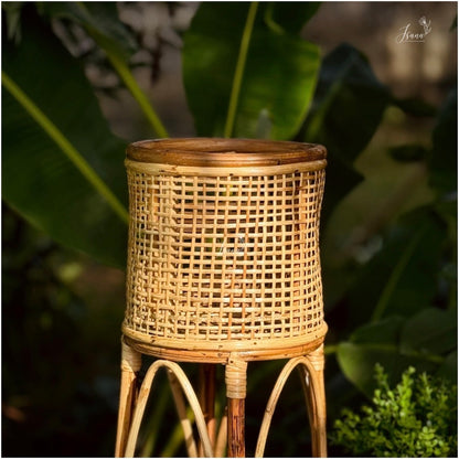 ISANA Sopana Handwoven Rattan Planter with Stand