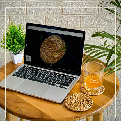 Aara Cane Coaster – Round Handwoven Design