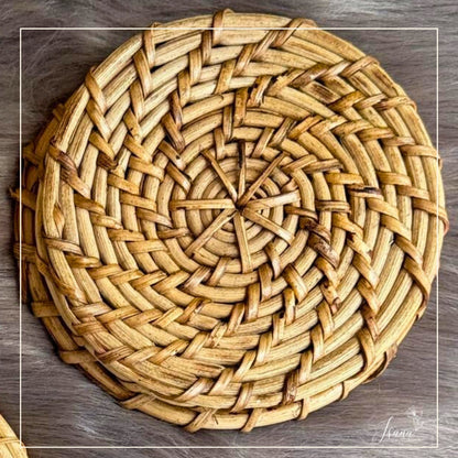 Aara Cane Coaster Set – Round (Set of 4)