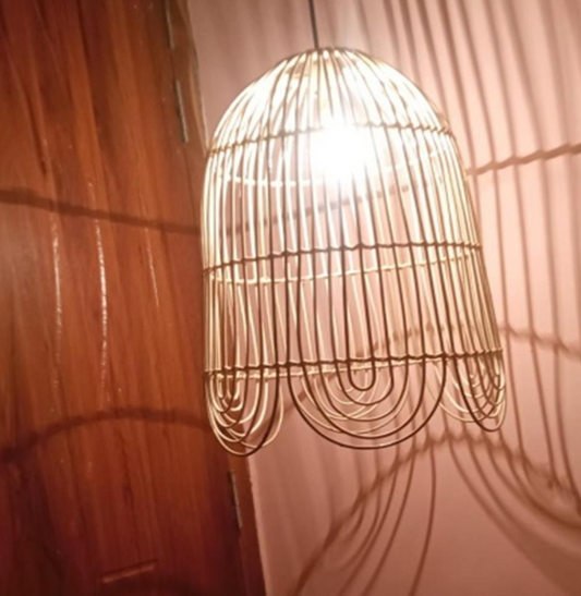 Cane Lampshade with Iron Frame