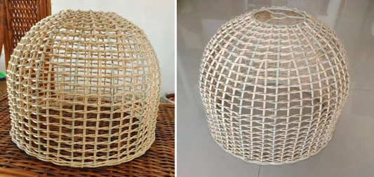 Cane Hanging Lampshade with Iron Frame
