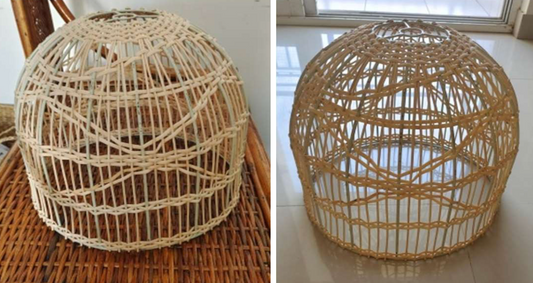 Cane Hanging Lampshade with Iron Frame