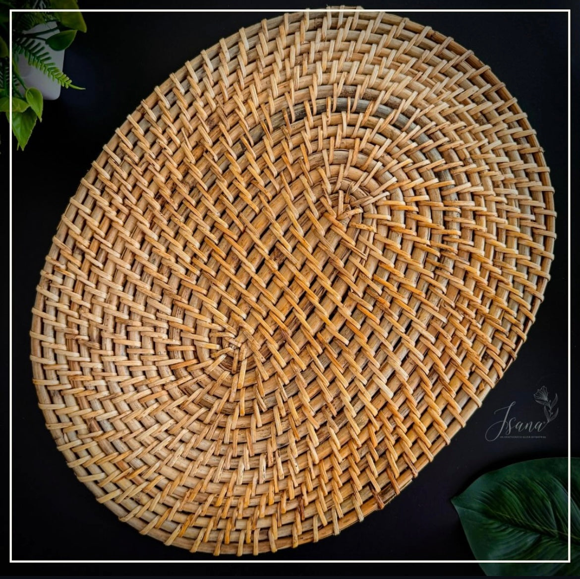 Elowyn Rattan Cane Placemats – Oval Handwoven Elegance