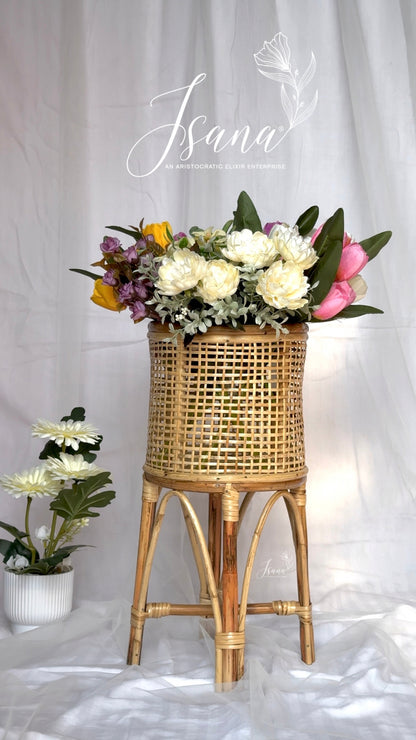 ISANA Sopana Handwoven Rattan Planter with Stand