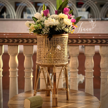 ISANA Sopana Handwoven Rattan Planter with Stand