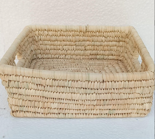 Zyra Sabai Grass Tray – Square with Cut Handles (Natural)