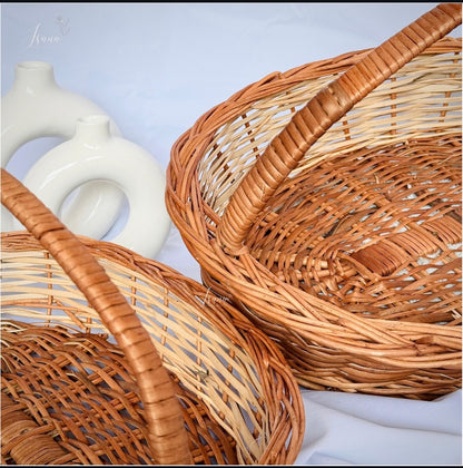 Nest Oval Willow Basket Set – With Handles (Set of 3)
