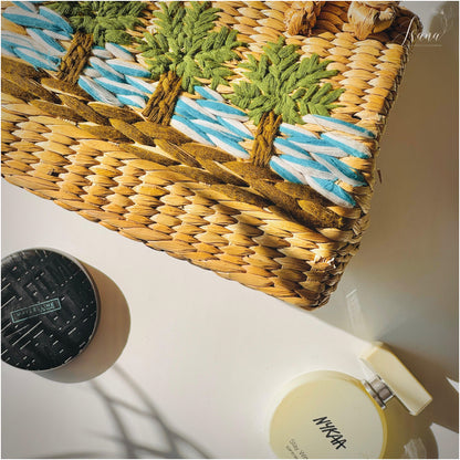 Cozy Small Kauna Grass Embroidered Handbag – Beige & Brown